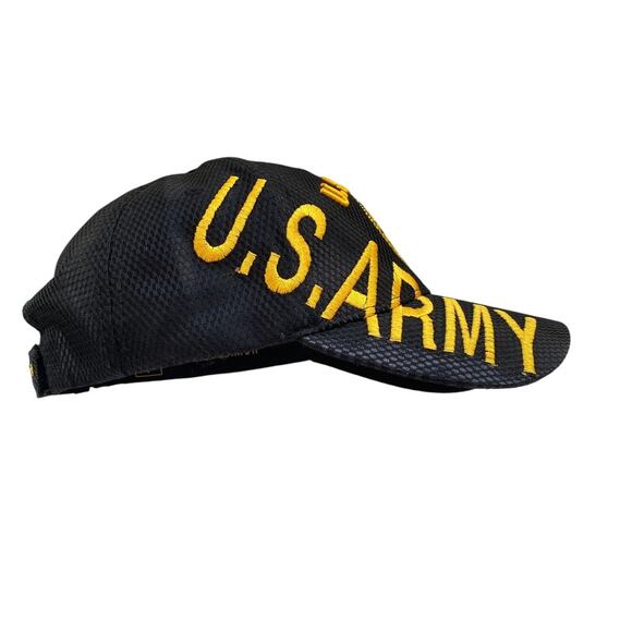 US Warriors Black US Army Cap with Army Seal and Side Shadow HookLoop Adjust Hat - Picture 4 of 7